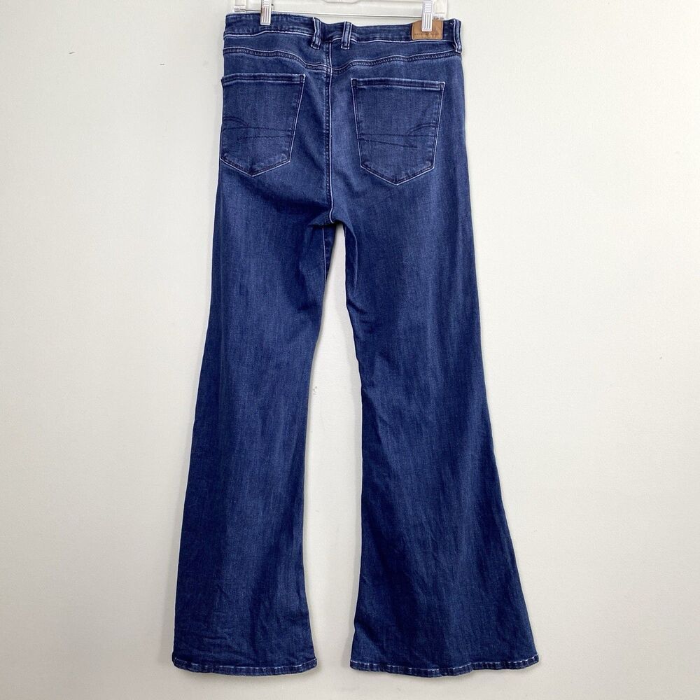 American Eagle Jeans Festival Flare Mid Rise Stretch Denim Womens 12 Blue Hippie - Picture 2 of 13
